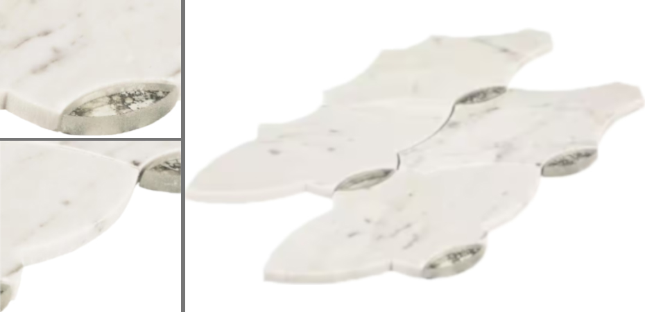 Natural Carrara White court-style polished marble mosaic