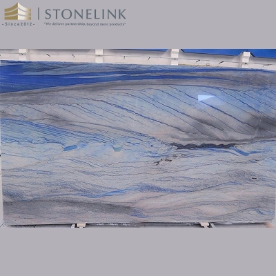 Azul Macaubas quartzite waterjet medallions