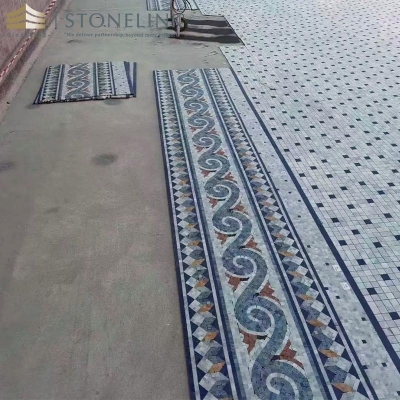 Marble mosaic floor border inlay