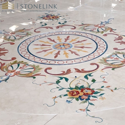 Beige marble floor medallion tile