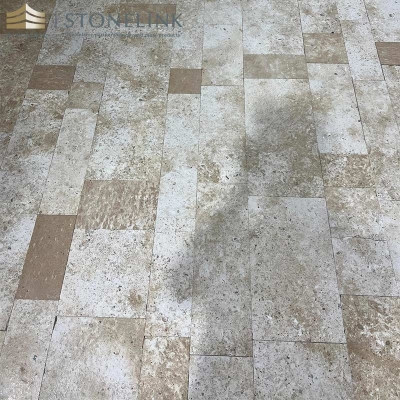 Beige limestone paving tile