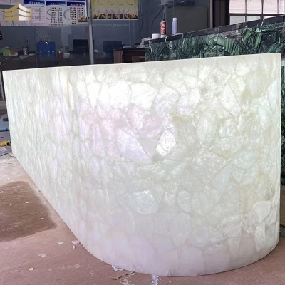 White crystal gemstone countertop