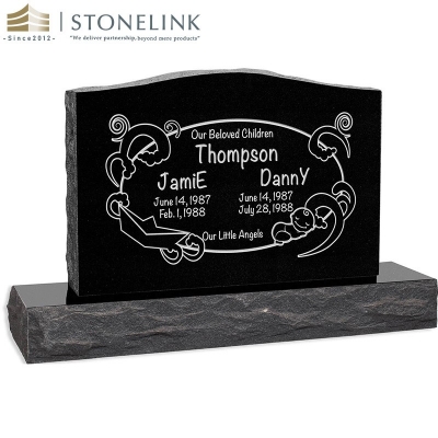 Colorful granite upright headstone