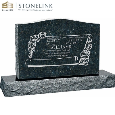 Colorful granite upright headstone