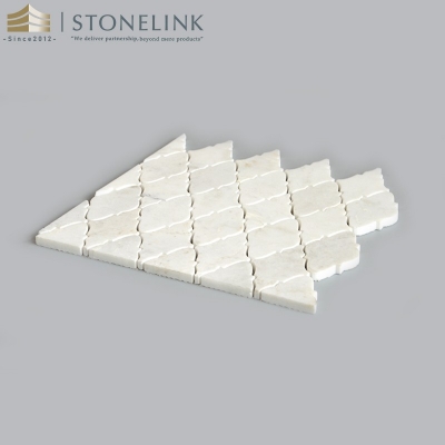 Bianco White scalloped diamond marble mosaic