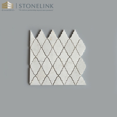 Bianco White scalloped diamond marble mosaic